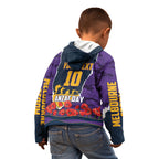 Personalized Melbourne Storm ANZAC Tribute Kid Hoodie Poppy Field Soldier Silhouette Aboriginal Rugby Mascot
