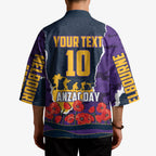 Personalized Melbourne Storm ANZAC Tribute Kimono Poppy Field Soldier Silhouette Aboriginal Rugby Mascot