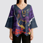 Personalized Melbourne Storm ANZAC Tribute Kimono Sleeve Blouse Poppy Field Soldier Silhouette Aboriginal Rugby Mascot