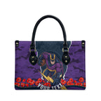 Personalized Melbourne Storm ANZAC Tribute Leather Bag Poppy Field Soldier Silhouette Aboriginal Rugby Mascot