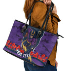 Personalized Melbourne Storm ANZAC Tribute Leather Tote Bag Poppy Field Soldier Silhouette Aboriginal Rugby Mascot