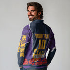 Personalized Melbourne Storm ANZAC Tribute Long Sleeve Polo Shirt Poppy Field Soldier Silhouette Aboriginal Rugby Mascot