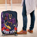 Personalized Melbourne Storm ANZAC Tribute Luggage Cover Poppy Field Soldier Silhouette Aboriginal Rugby Mascot
