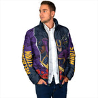Personalized Melbourne Storm ANZAC Tribute Padded Jacket Poppy Field Soldier Silhouette Aboriginal Rugby Mascot