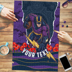 Personalized Melbourne Storm ANZAC Tribute Puzzle Poppy Field Soldier Silhouette Aboriginal Rugby Mascot
