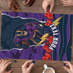 Personalized Melbourne Storm ANZAC Tribute Puzzle Poppy Field Soldier Silhouette Aboriginal Rugby Mascot
