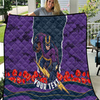 Personalized Melbourne Storm ANZAC Tribute Quilt Poppy Field Soldier Silhouette Aboriginal Rugby Mascot