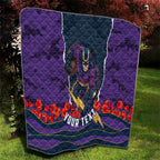 Personalized Melbourne Storm ANZAC Tribute Quilt Poppy Field Soldier Silhouette Aboriginal Rugby Mascot