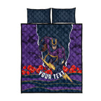 Personalized Melbourne Storm ANZAC Tribute Quilt Bed Set Poppy Field Soldier Silhouette Aboriginal Rugby Mascot