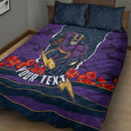 Personalized Melbourne Storm ANZAC Tribute Quilt Bed Set Poppy Field Soldier Silhouette Aboriginal Rugby Mascot