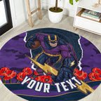 Personalized Melbourne Storm ANZAC Tribute Round Carpet Poppy Field Soldier Silhouette Aboriginal Rugby Mascot