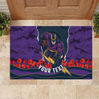 Personalized Melbourne Storm ANZAC Tribute Rubber Doormat Poppy Field Soldier Silhouette Aboriginal Rugby Mascot