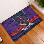 Personalized Melbourne Storm ANZAC Tribute Rubber Doormat Poppy Field Soldier Silhouette Aboriginal Rugby Mascot