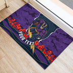 Personalized Melbourne Storm ANZAC Tribute Rubber Doormat Poppy Field Soldier Silhouette Aboriginal Rugby Mascot
