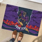 Personalized Melbourne Storm ANZAC Tribute Rubber Doormat Poppy Field Soldier Silhouette Aboriginal Rugby Mascot