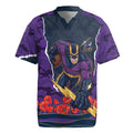 Personalized Melbourne Storm ANZAC Tribute Rugby Jersey Poppy Field Soldier Silhouette Aboriginal Rugby Mascot