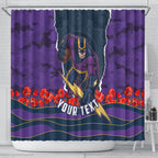 Personalized Melbourne Storm ANZAC Tribute Shower Curtain Poppy Field Soldier Silhouette Aboriginal Rugby Mascot