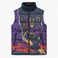 Personalized Melbourne Storm ANZAC Tribute Sleeveless Puffer Jacket Poppy Field Soldier Silhouette Aboriginal Rugby Mascot