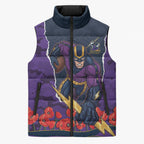 Personalized Melbourne Storm ANZAC Tribute Sleeveless Puffer Jacket Poppy Field Soldier Silhouette Aboriginal Rugby Mascot