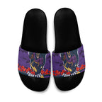 Personalized Melbourne Storm ANZAC Tribute Slide Sandals Poppy Field Soldier Silhouette Aboriginal Rugby Mascot