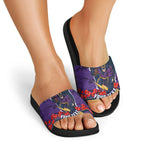 Personalized Melbourne Storm ANZAC Tribute Slide Sandals Poppy Field Soldier Silhouette Aboriginal Rugby Mascot