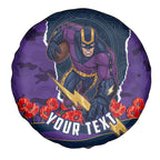 Personalized Melbourne Storm ANZAC Tribute Spare Tire Cover Poppy Field Soldier Silhouette Aboriginal Rugby Mascot