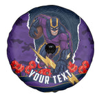 Personalized Melbourne Storm ANZAC Tribute Spare Tire Cover Poppy Field Soldier Silhouette Aboriginal Rugby Mascot