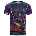 Personalized Melbourne Storm ANZAC Tribute T Shirt Poppy Field Soldier Silhouette Aboriginal Rugby Mascot