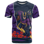 Personalized Melbourne Storm ANZAC Tribute T Shirt Poppy Field Soldier Silhouette Aboriginal Rugby Mascot