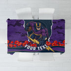 Personalized Melbourne Storm ANZAC Tribute Tablecloth Poppy Field Soldier Silhouette Aboriginal Rugby Mascot