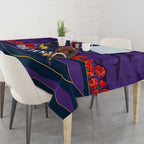 Personalized Melbourne Storm ANZAC Tribute Tablecloth Poppy Field Soldier Silhouette Aboriginal Rugby Mascot