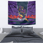Personalized Melbourne Storm ANZAC Tribute Tapestry Poppy Field Soldier Silhouette Aboriginal Rugby Mascot