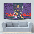 Personalized Melbourne Storm ANZAC Tribute Tapestry Poppy Field Soldier Silhouette Aboriginal Rugby Mascot