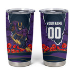 Personalized Melbourne Storm ANZAC Tribute Tumbler Cup Poppy Field Soldier Silhouette Aboriginal Rugby Mascot