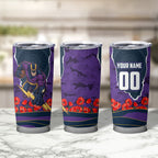 Personalized Melbourne Storm ANZAC Tribute Tumbler Cup Poppy Field Soldier Silhouette Aboriginal Rugby Mascot