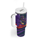 Personalized Melbourne Storm ANZAC Tribute Tumbler With Handle Poppy Field Soldier Silhouette Aboriginal Rugby Mascot
