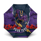 Personalized Melbourne Storm ANZAC Tribute Umbrella Poppy Field Soldier Silhouette Aboriginal Rugby Mascot