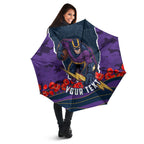 Personalized Melbourne Storm ANZAC Tribute Umbrella Poppy Field Soldier Silhouette Aboriginal Rugby Mascot