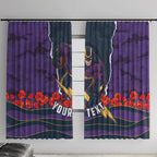 Personalized Melbourne Storm ANZAC Tribute Window Curtain Poppy Field Soldier Silhouette Aboriginal Rugby Mascot