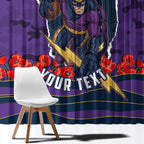 Personalized Melbourne Storm ANZAC Tribute Window Curtain Poppy Field Soldier Silhouette Aboriginal Rugby Mascot