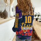 Personalized Melbourne Storm ANZAC Tribute Women Casual Shirt Poppy Field Soldier Silhouette Aboriginal Rugby Mascot