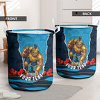 Personalized Gold Coast Titans ANZAC Tribute Laundry Basket Poppy Field Soldier Silhouette Aboriginal Rugby Mascot