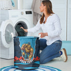 Personalized Gold Coast Titans ANZAC Tribute Laundry Basket Poppy Field Soldier Silhouette Aboriginal Rugby Mascot