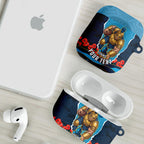Personalized Gold Coast Titans ANZAC Tribute AirPods Case Poppy Field Soldier Silhouette Aboriginal Rugby Mascot
