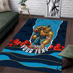 Personalized Gold Coast Titans ANZAC Tribute Area Rug Poppy Field Soldier Silhouette Aboriginal Rugby Mascot