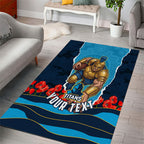 Personalized Gold Coast Titans ANZAC Tribute Area Rug Poppy Field Soldier Silhouette Aboriginal Rugby Mascot