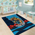 Personalized Gold Coast Titans ANZAC Tribute Area Rug Poppy Field Soldier Silhouette Aboriginal Rugby Mascot