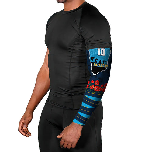 Personalized Gold Coast Titans ANZAC Tribute Arm Sleeves Poppy Field Soldier Silhouette Aboriginal Rugby Mascot