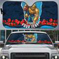 Personalized Gold Coast Titans ANZAC Tribute Auto Sun Shade Poppy Field Soldier Silhouette Aboriginal Rugby Mascot