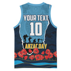 Personalized Gold Coast Titans ANZAC Tribute Basketball Jersey Poppy Field Soldier Silhouette Aboriginal Rugby Mascot